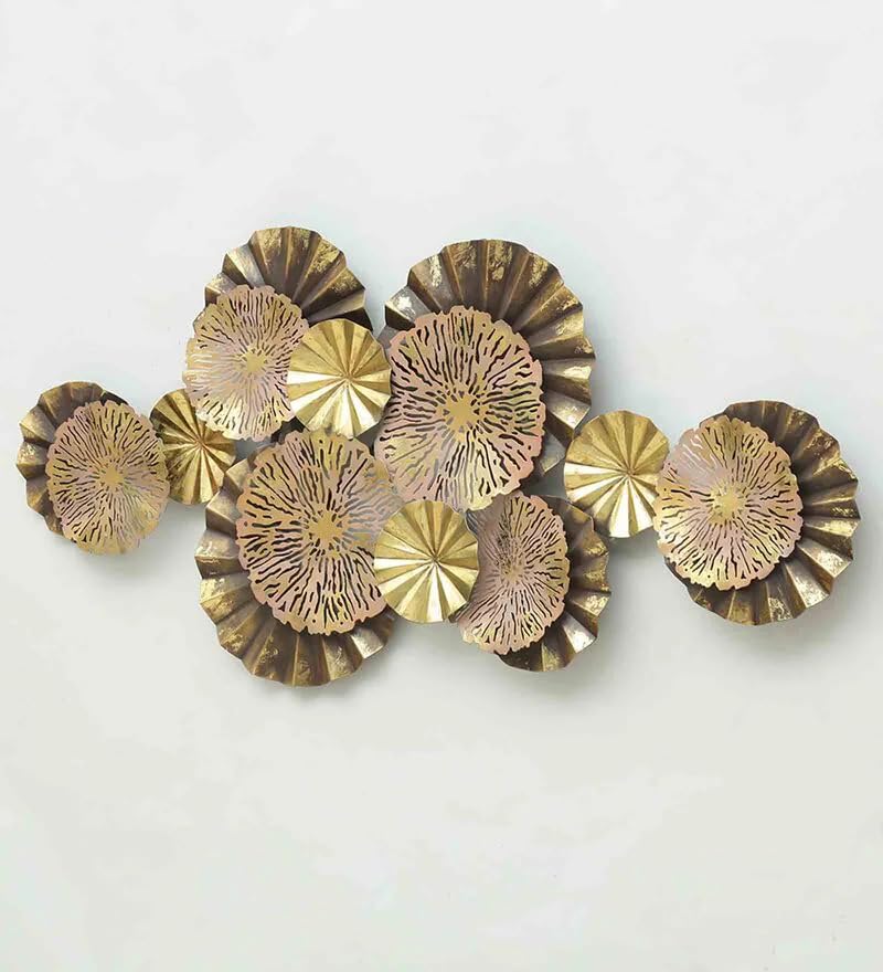 metal floral wall art gold modern wall decor large 47x24 inch luxury wall hanging- ArtyCraftz.com