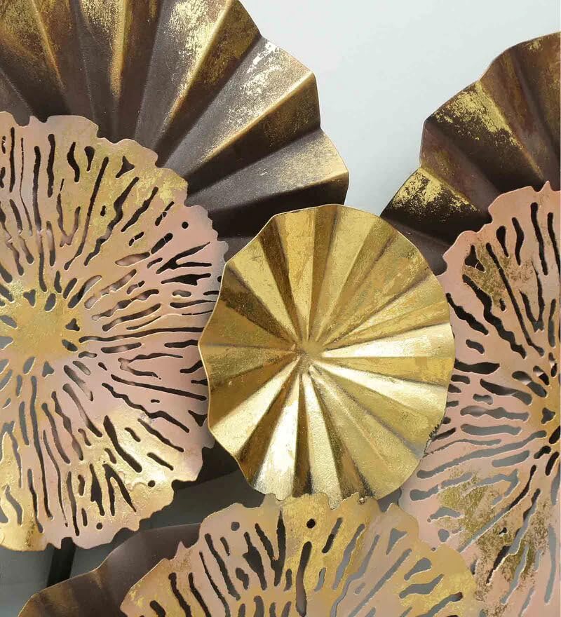 metal floral wall art gold modern wall decor large 47x24 inch luxury wall hanging- ArtyCraftz.com