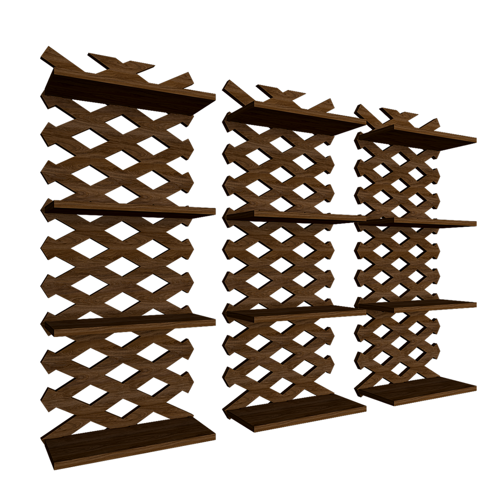 Modern Criss Cross Designer Dark Walnut Planter Shelves Set Of 3