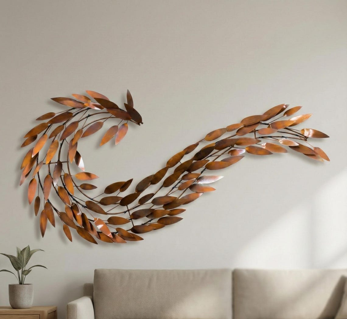 modern iron leaf wall decoration 47 x 23 inch-ArtyCraftz.com