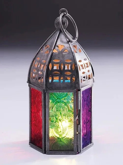 Moroccan Style Multi Color Glass ethical T light Candle holder - ArtyCraftz