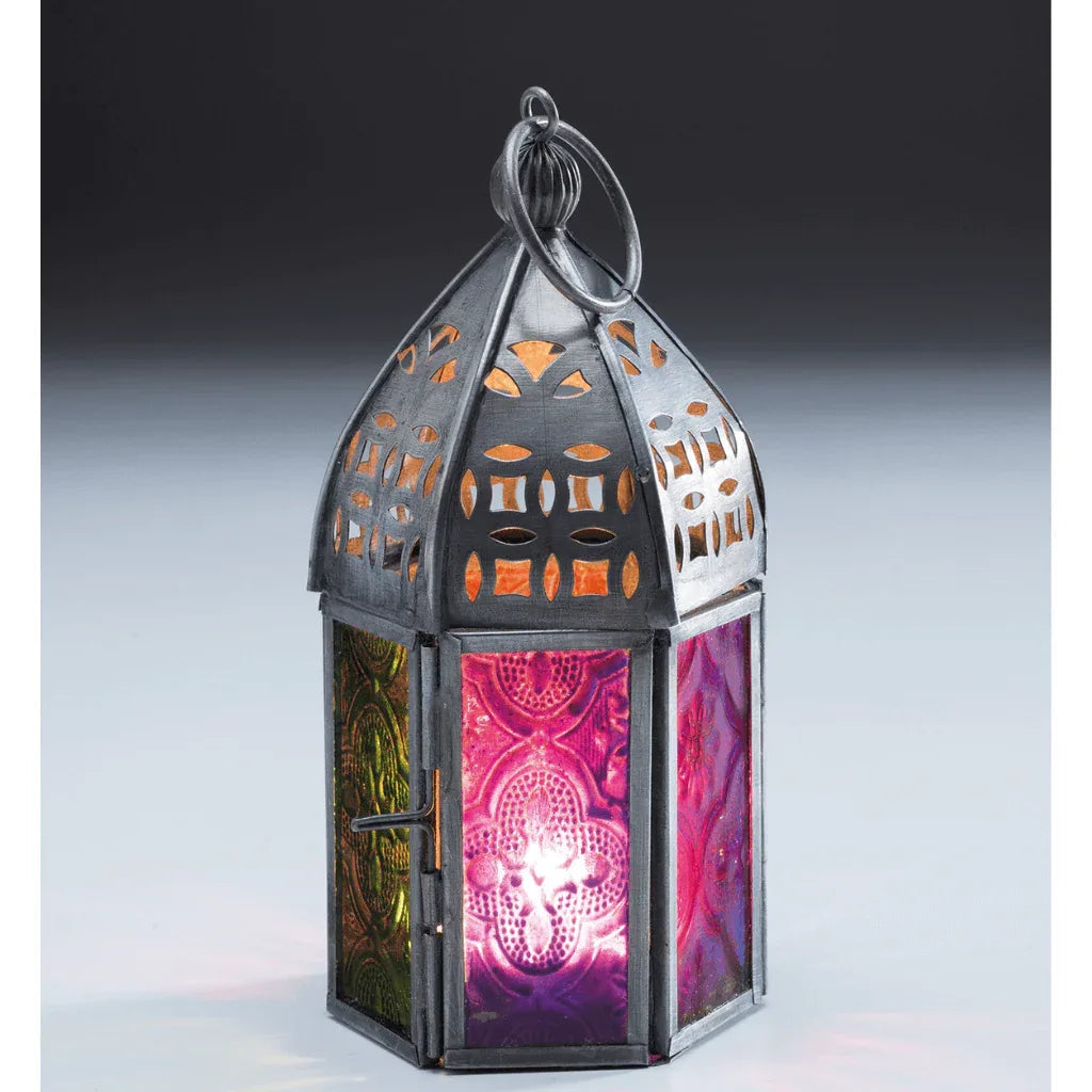 Moroccan Style Multi Color Glass ethical T light Candle holder - ArtyCraftz