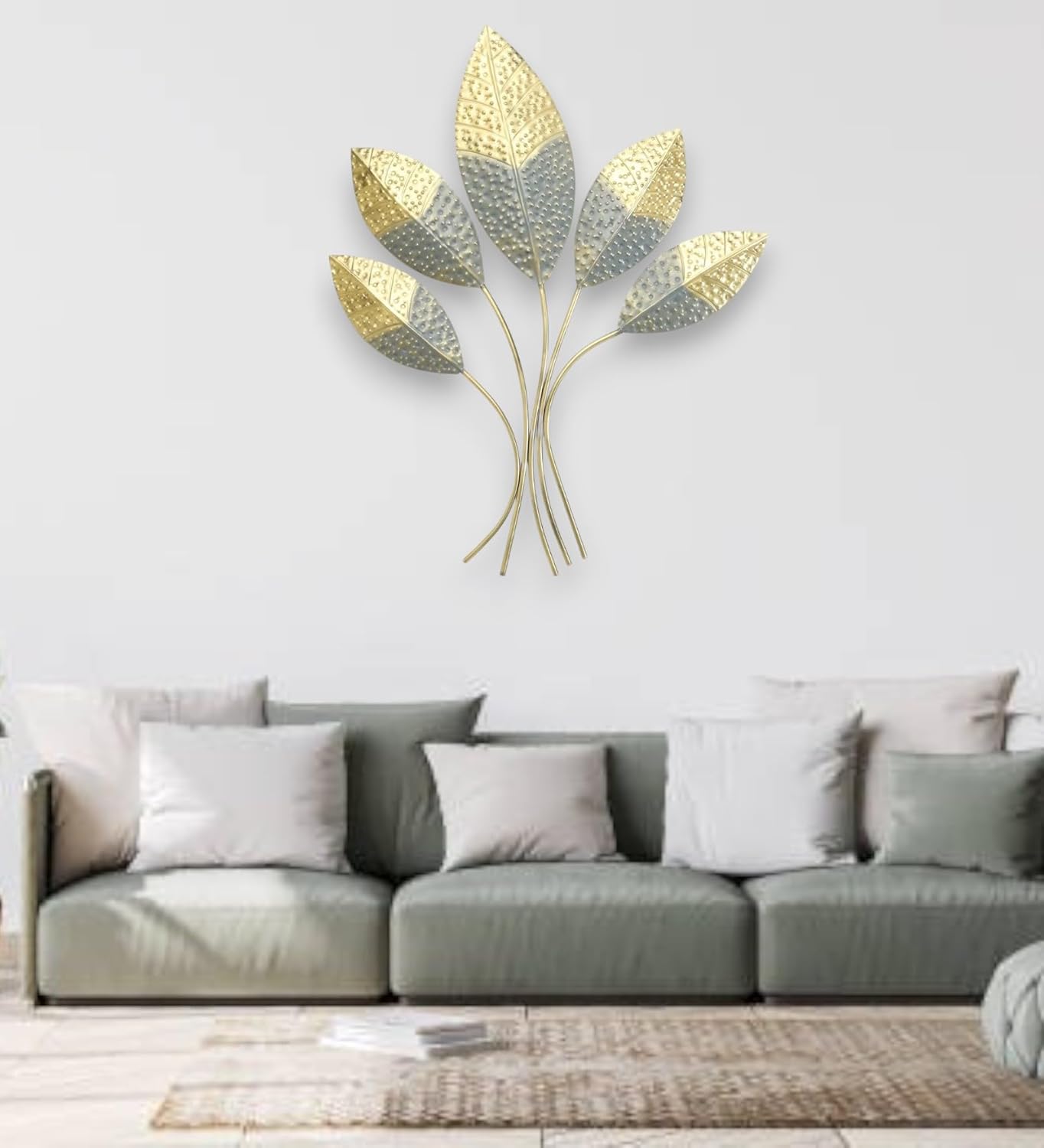 Multicolour Iron Ehaan Leaf Wall Decor Hanging Sculpture Home Living Room - ArtyCraftz