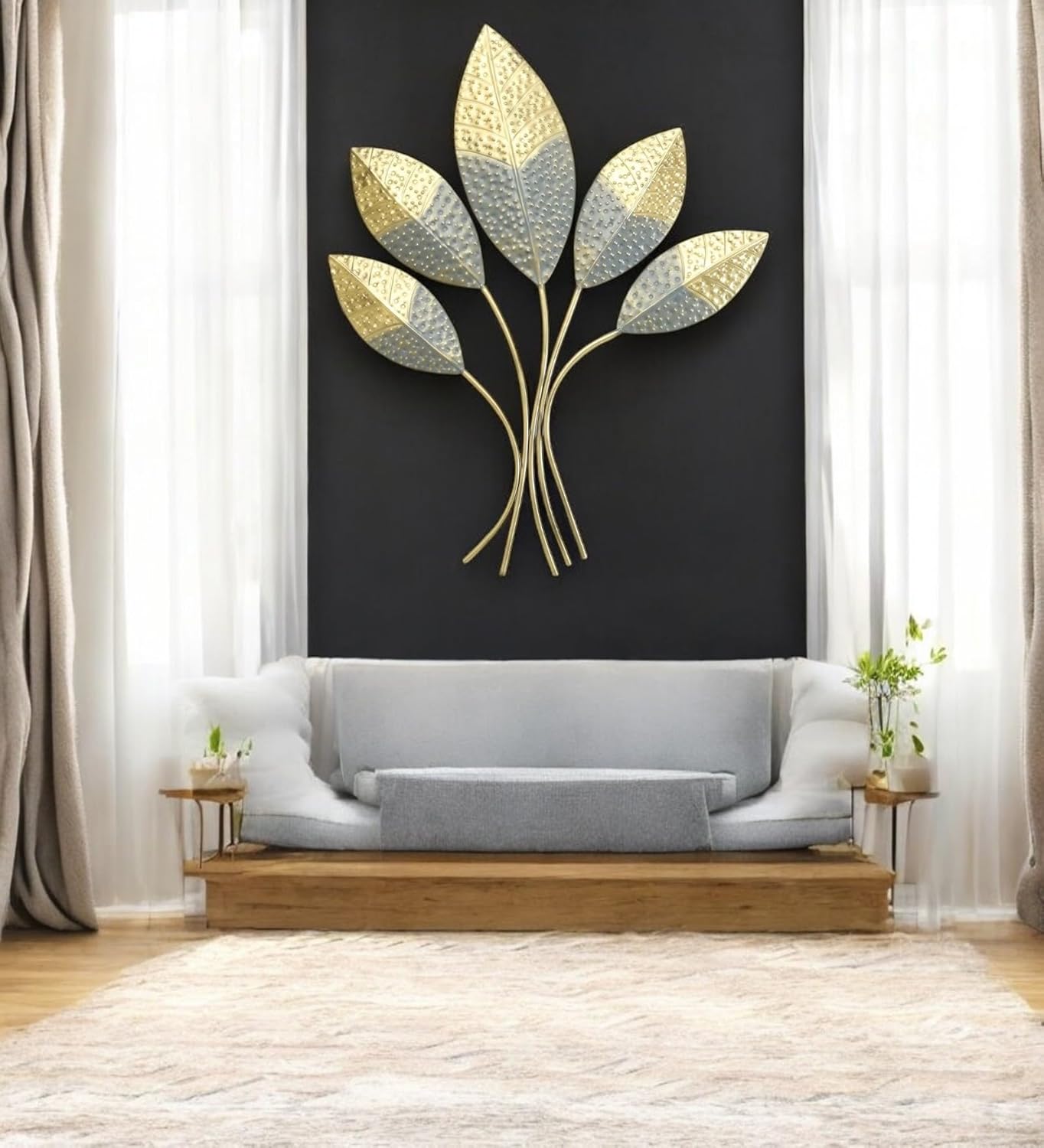 Multicolour Iron Ehaan Leaf Wall Decor Hanging Sculpture Home Living Room - ArtyCraftz