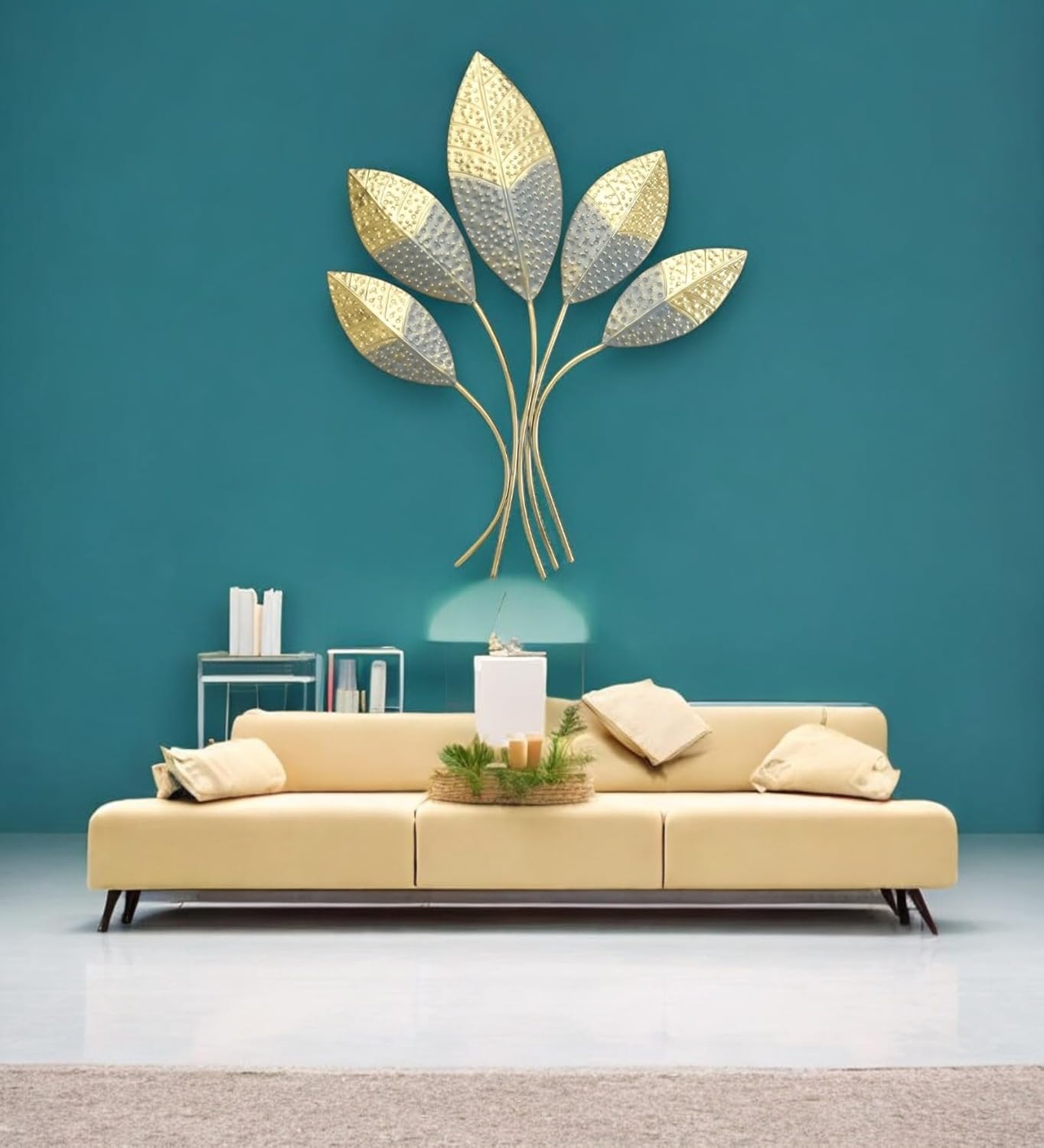 Multicolour Iron Ehaan Leaf Wall Decor Hanging Sculpture Home Living Room - ArtyCraftz