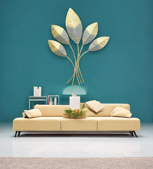 Multicolour Iron Ehaan Leaf Wall Decor Hanging Sculpture Home Living Room - ArtyCraftz