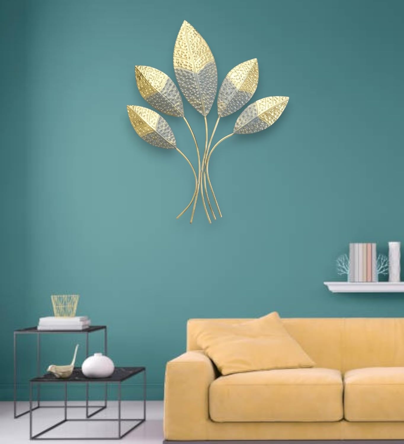 Multicolour Iron Ehaan Leaf Wall Decor Hanging Sculpture Home Living Room - ArtyCraftz