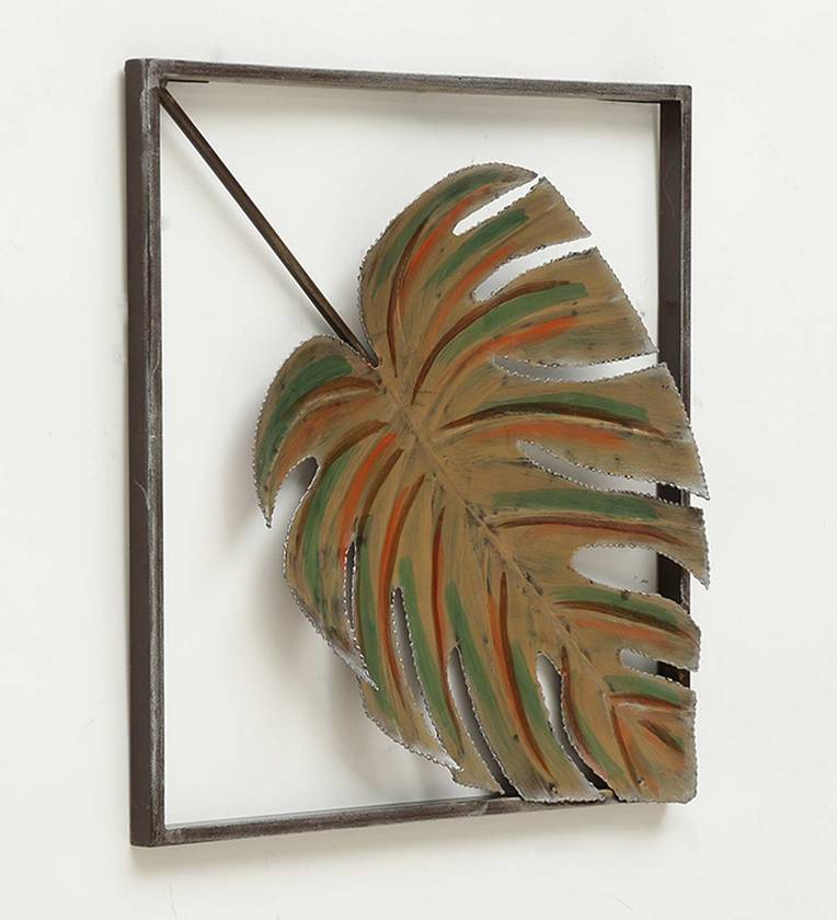 Multicolour Jabar Leaves Metal Wall Art