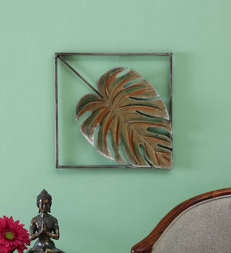 Multicolour Jabar Leaves Metal Wall Art