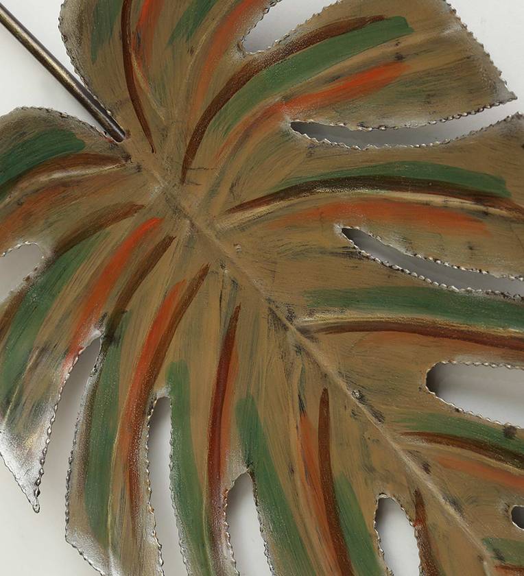 Multicolour Jabar Leaves Metal Wall Art