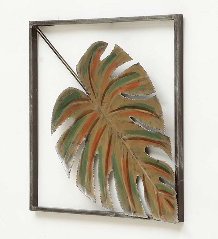 Multicolour Jabar Leaves Metal Wall Art