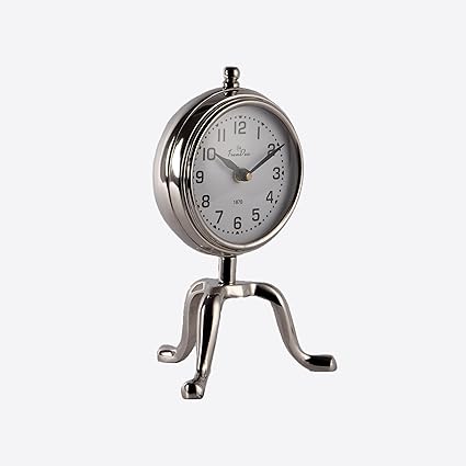 nalog Metal Table Clock in Silver Finish 9" Height