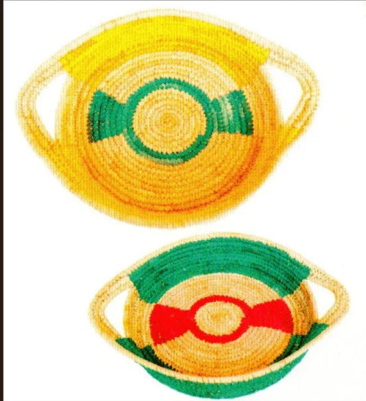 Natural Yellow and Green Sabai Grass Basket - ArtyCraftz