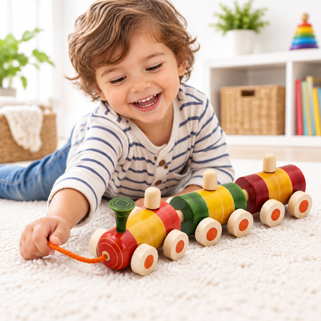 nnapatna Wooden Pull-Along Train Toy-artycraftz.com