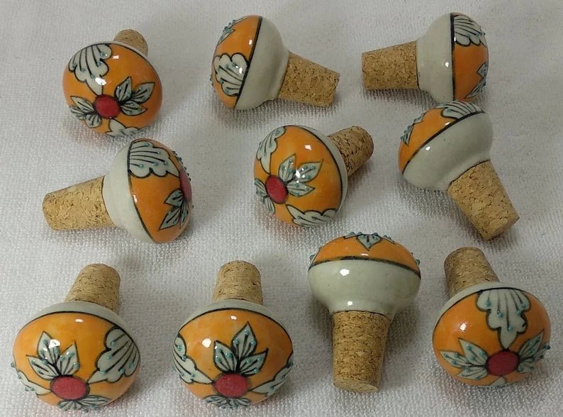Orange Ceramic Bottle Stopper - ArtyCraftz