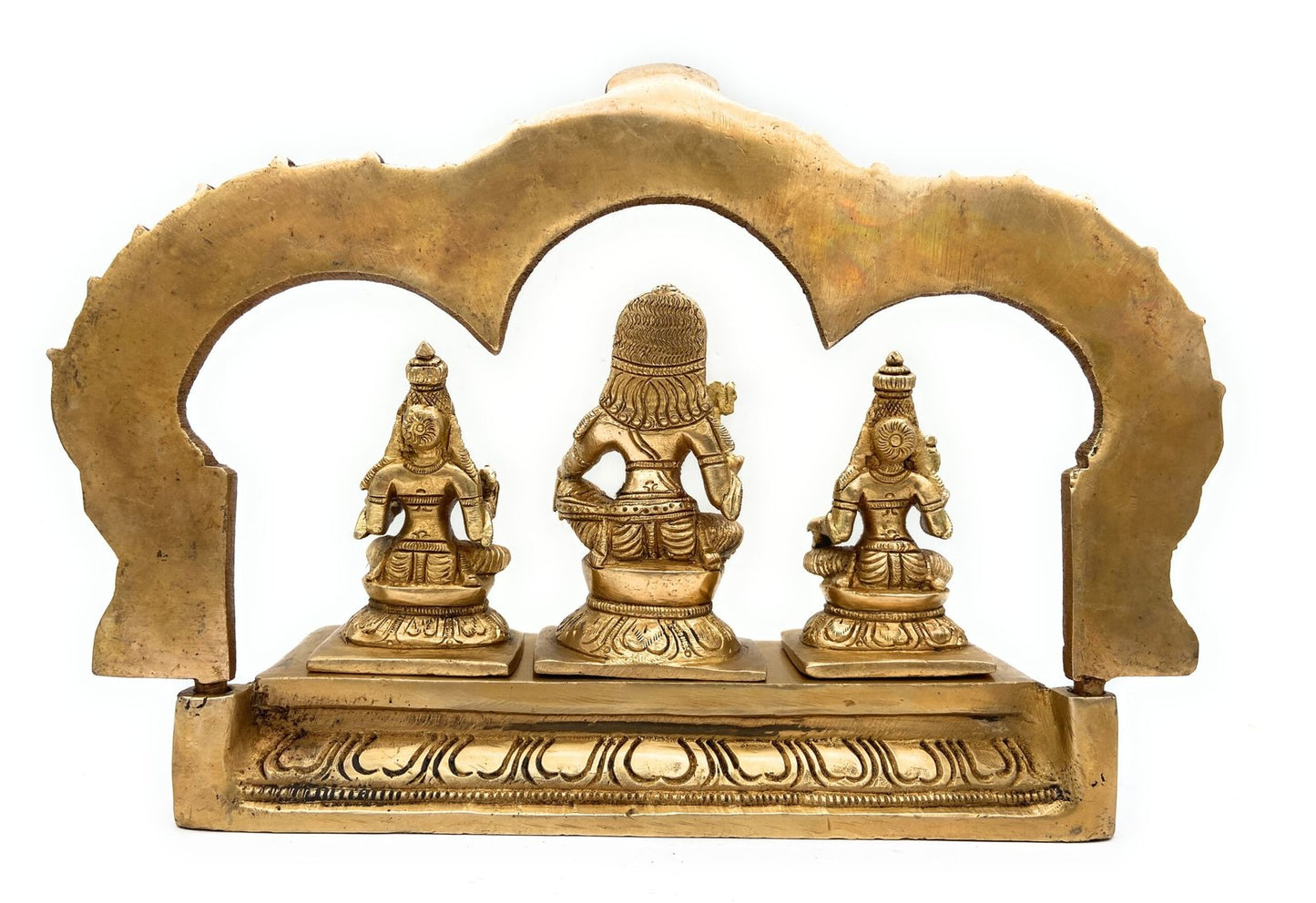 Brass Ayyanar With Poorna And Pushkala With Prabhavali statue