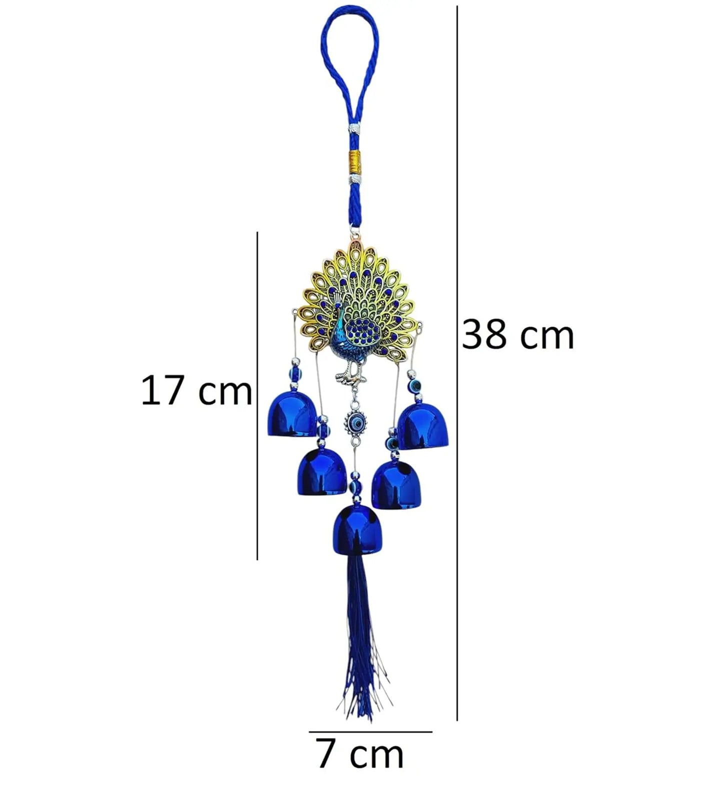 Peacock Showpiece Nazar Battu for Shop Office Living Room, Blue with Dimension