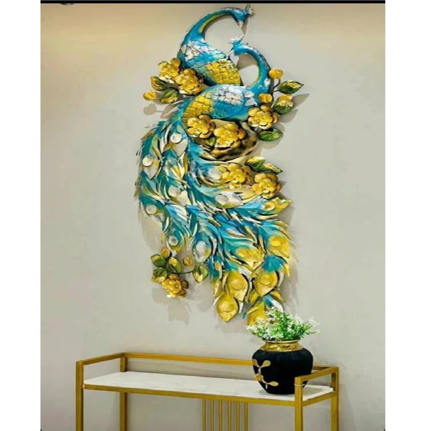 Multicolor Entangled couple Peacock Wall Art