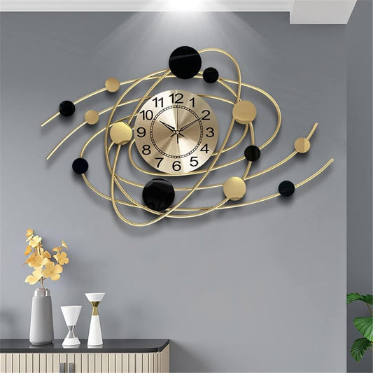Planets Shaped Metal Golden Wall Clock - ArtyCraftz