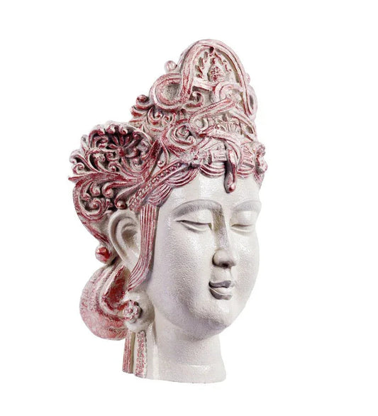 Poly Resin White Tara Head Statue - ArtyCraftz