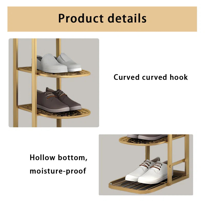 Premium 7 Pair Shoe Display Stand with Sturdy Golden Metal Frame Product Details