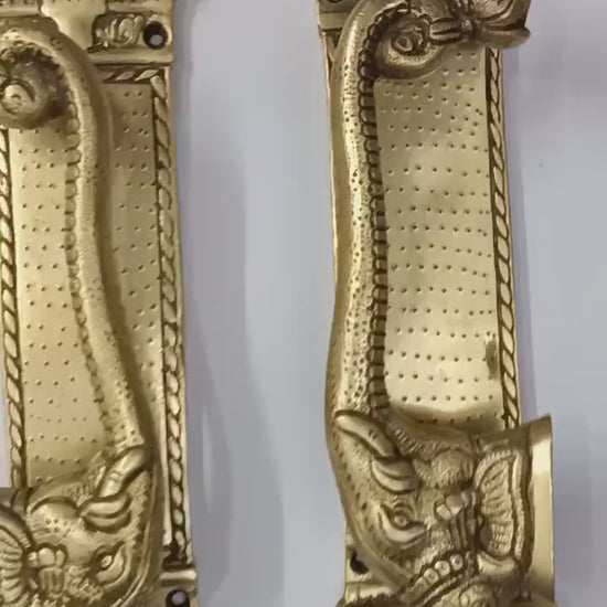 Engraved Elephant Brass Door Handle-ArtyCraftz.com