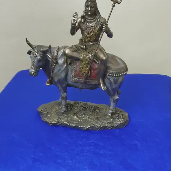 Lord Shiva on Nandi Statue Resin Mahadev Showpiece-ArtyCraft