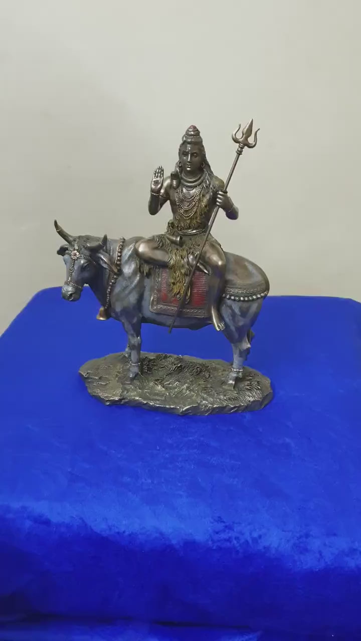 Lord Shiva on Nandi Statue Resin Mahadev Showpiece-ArtyCraft
