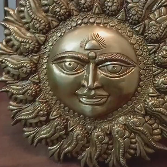 Sun Face Brass Wall Art