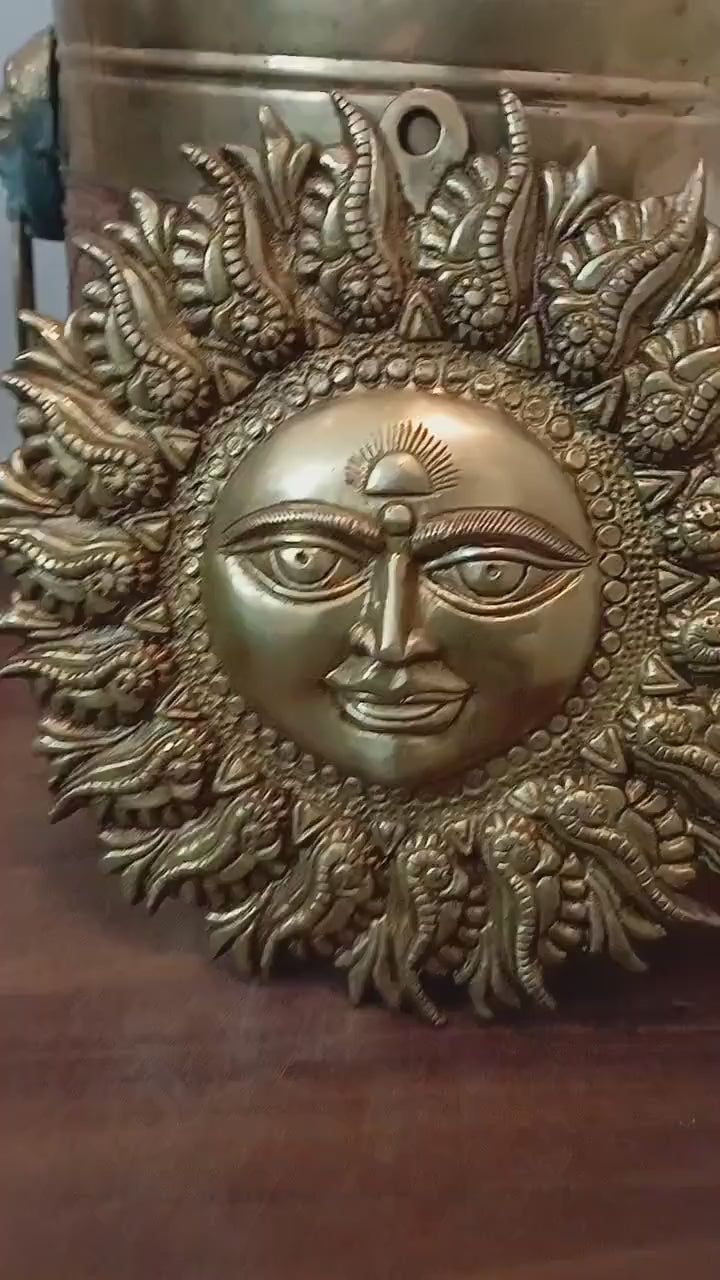 Sun Face Brass Wall Art