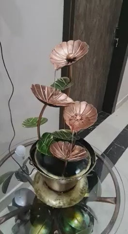 Iron Lotus Leaf Tabletop Water Fountain -22 Inches-ArtyCraftz.com