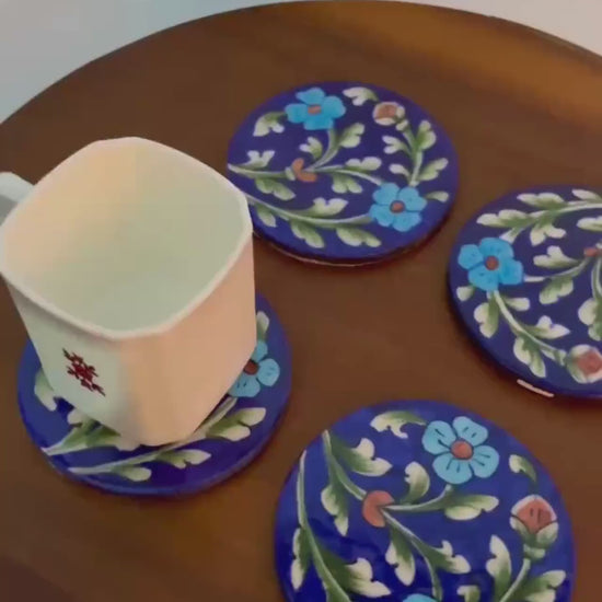 Jaipur Blue Pottery Coasters-ArtyCraftz.com