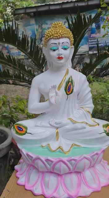 Handcrafted Meditation Buddha Statue on Lotus Base-ArtyCraftz.com