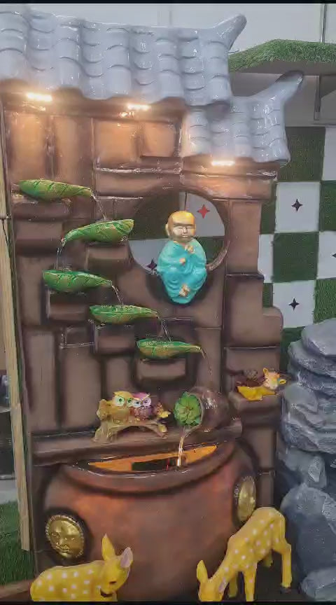 Hut and 5 Diya 5.5 Feet Resin Fountain-ArtyCraftz.com