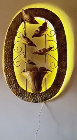 Metal Leaf Wall Fountain with led Light-ArtyCraftz.com