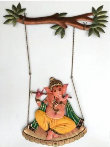 Handcrafted iron Ganesha swing wall hanging for home and pooja room decor- ArtyCraftz.com