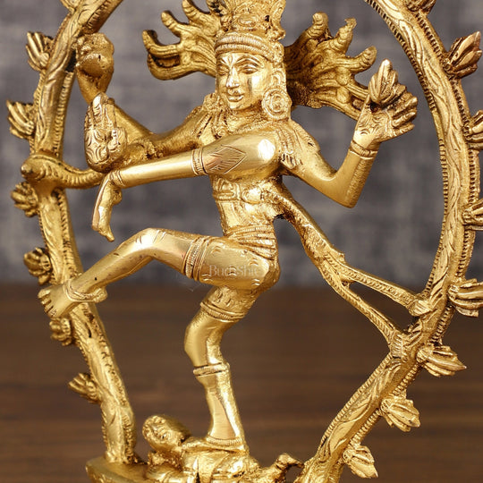 Pure  Brass Lord Shiva Dancing 9 Inches Idol for Interiors-ArtyCraftz.com