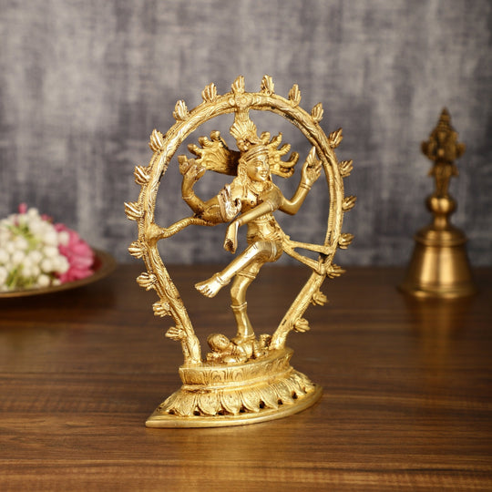 Pure  Brass Lord Shiva Dancing 9 Inches Idol for Interiors-ArtyCraftz.com