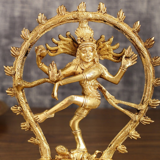 Pure  Brass Lord Shiva Dancing 9 Inches Idol for Interiors-ArtyCraftz.com