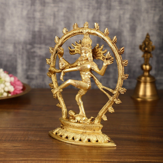 Pure  Brass Lord Shiva Dancing 9 Inches Idol for Interiors-ArtyCraftz.com