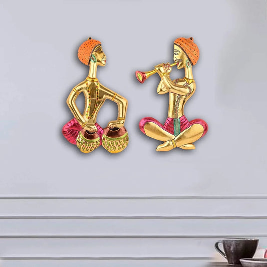 Rajasthani Multicolor Musicians Metal Wall Hanging - ArtyCraftz