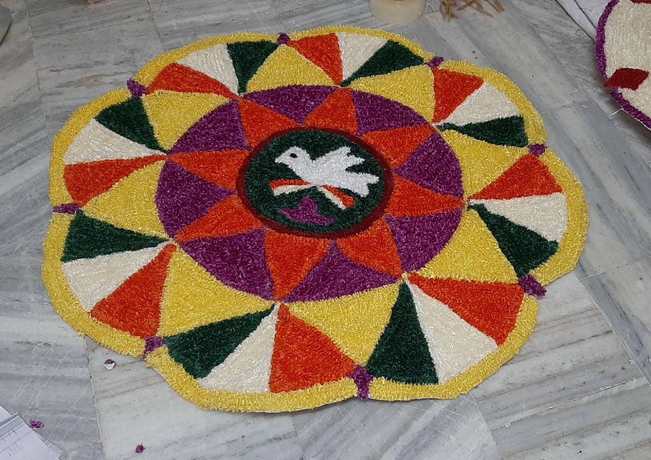 Rangoli Bird Design Door Mat - ArtyCraftz