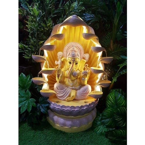 Resin Ganesha With Diya Fountain - ArtyCraftz