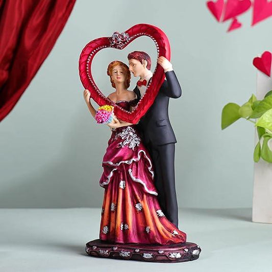 Resin Love Couple Statue with Heart Frame Showpiece for Gifting - ArtyCraftz