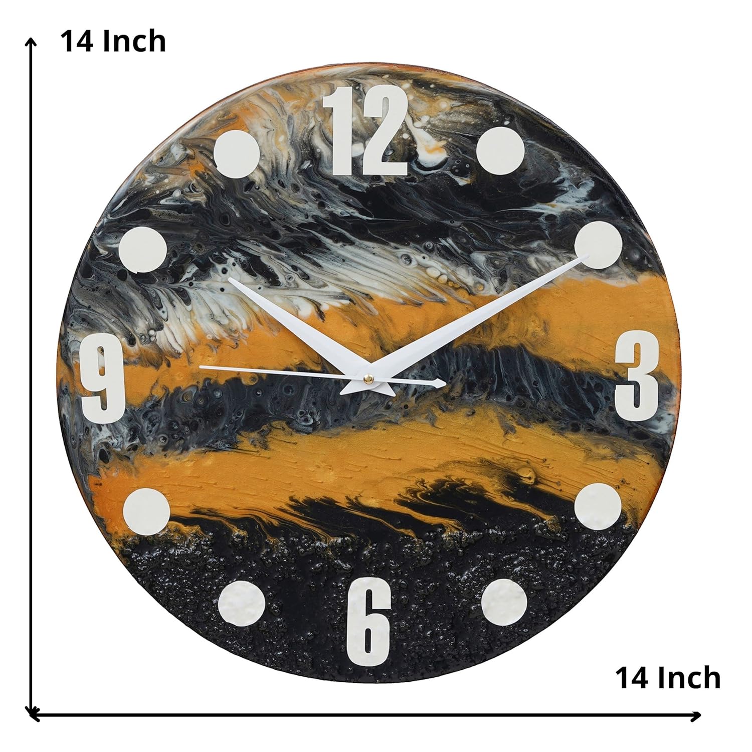 Round Resin Wall Clock for Home - 14*14 inches Large Clock - ArtyCraftz