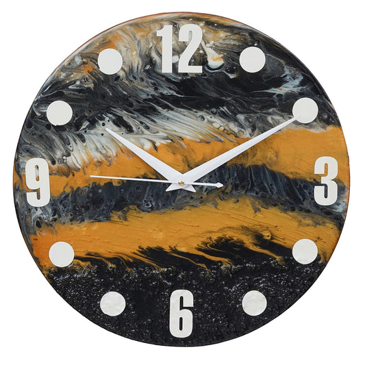 Round Resin Wall Clock for Home - 14*14 inches Large Clock - ArtyCraftz