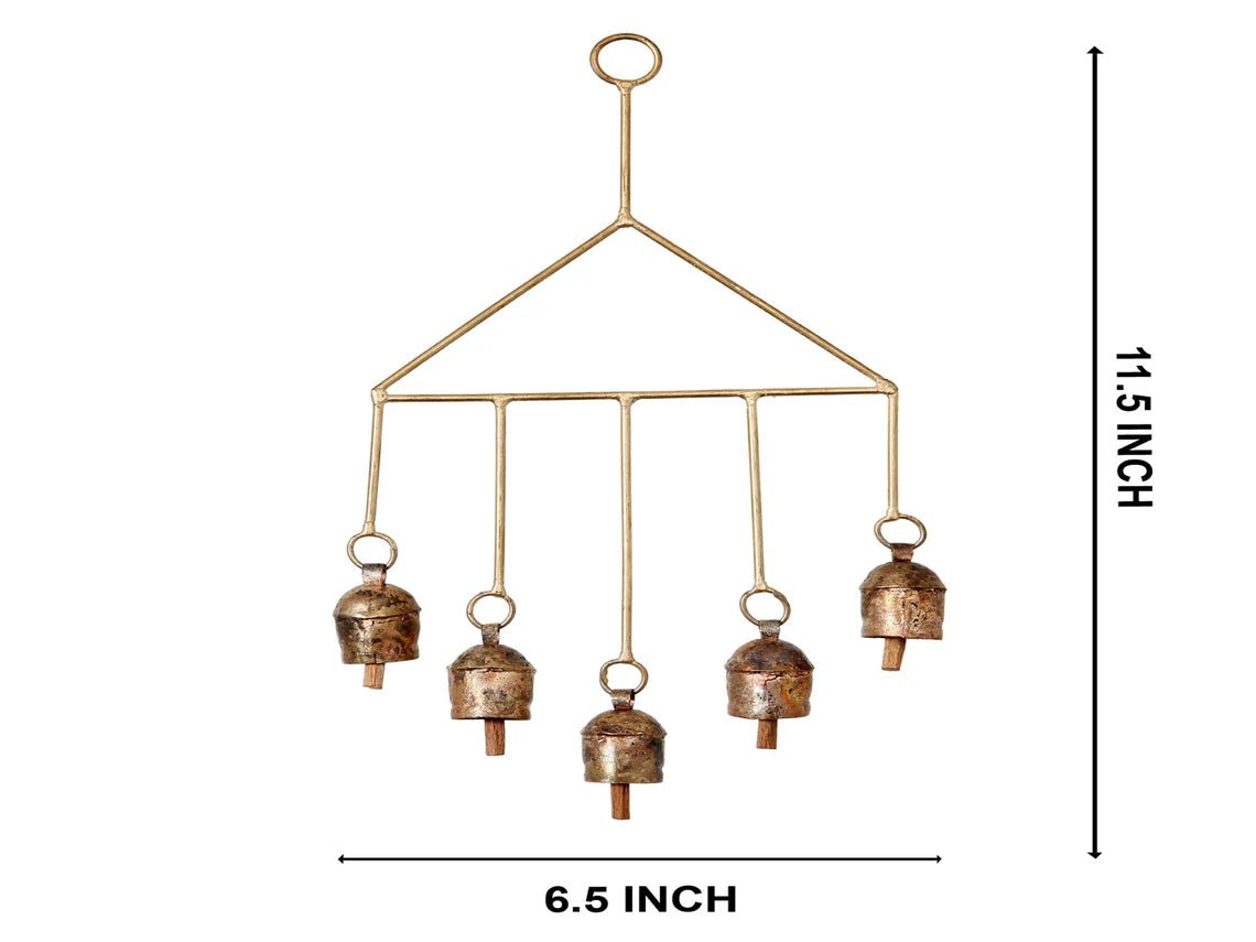 Rustic 5 copper coated Bells Wind Chime - ArtyCraftz