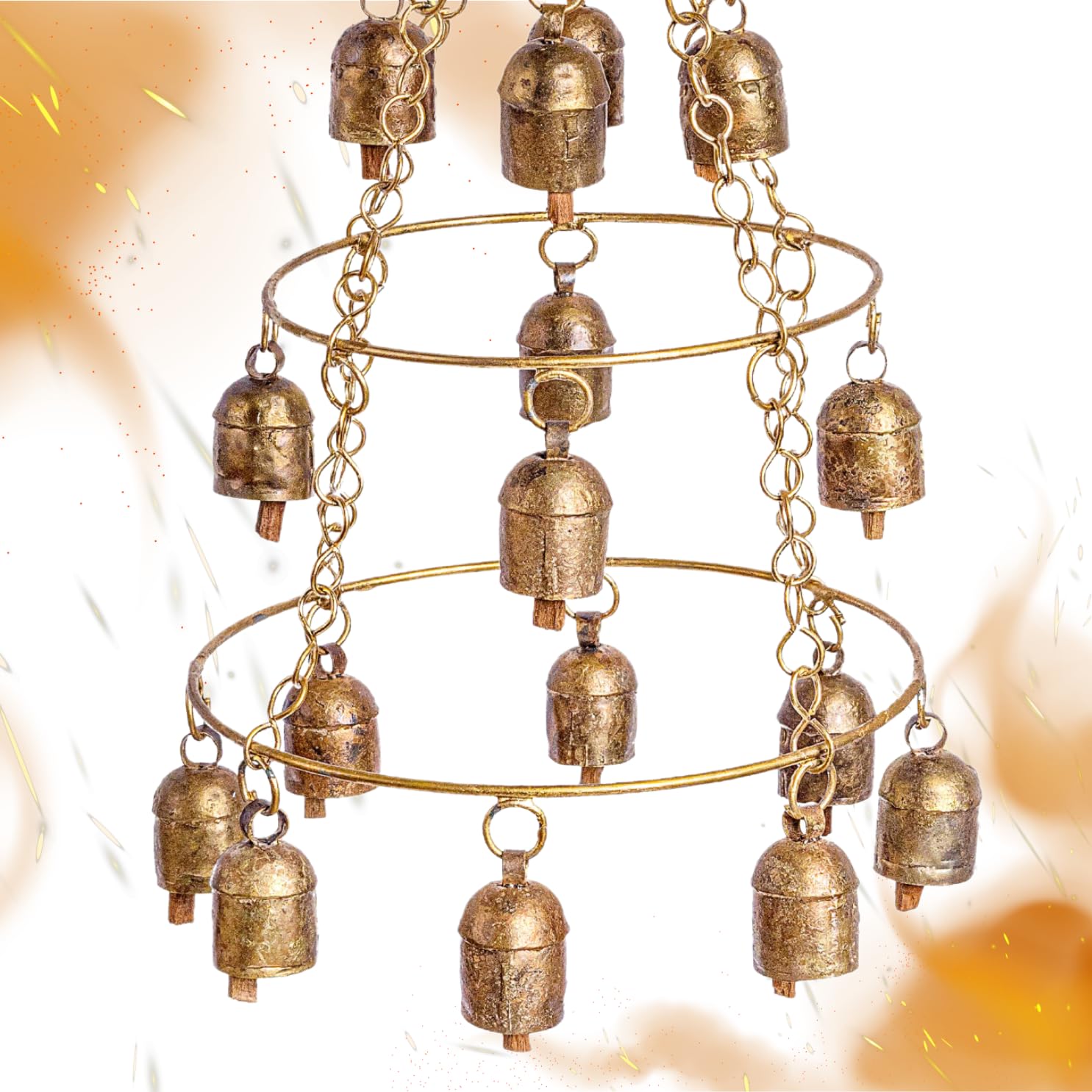 Rustic and Polished Jhumar with Wind Chimes - ArtyCraftz