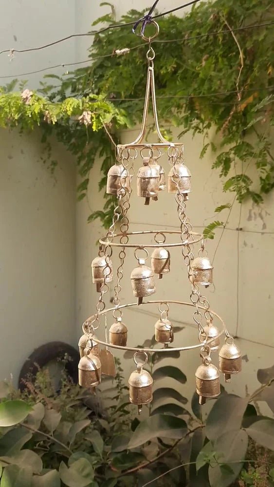 Rustic and Polished Jhumar with Wind Chimes - ArtyCraftz
