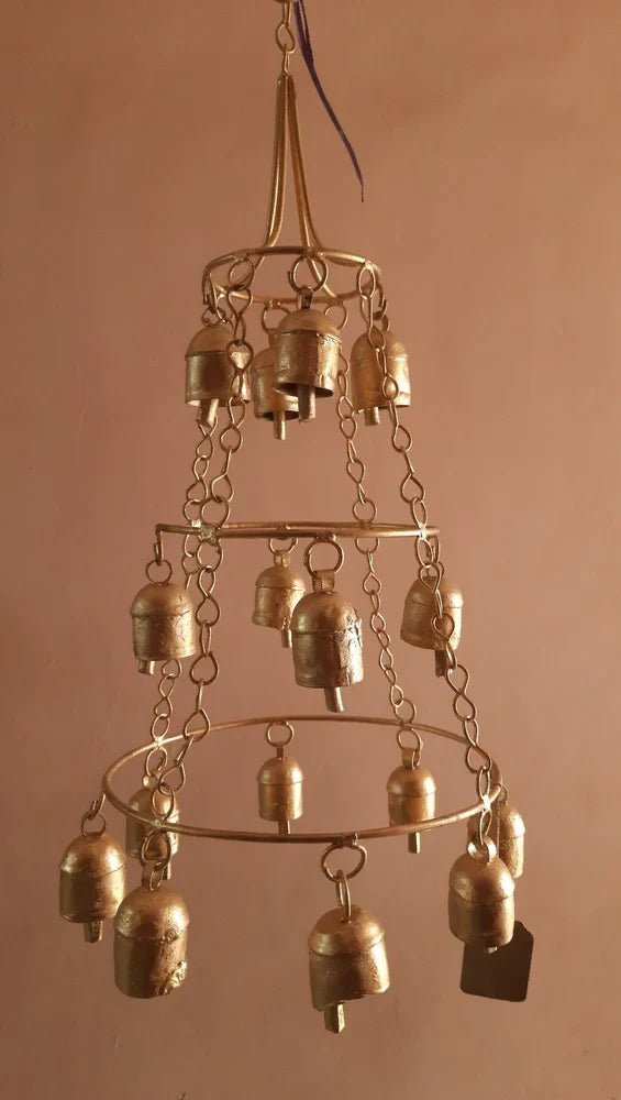 Rustic and Polished Jhumar with Wind Chimes - ArtyCraftz